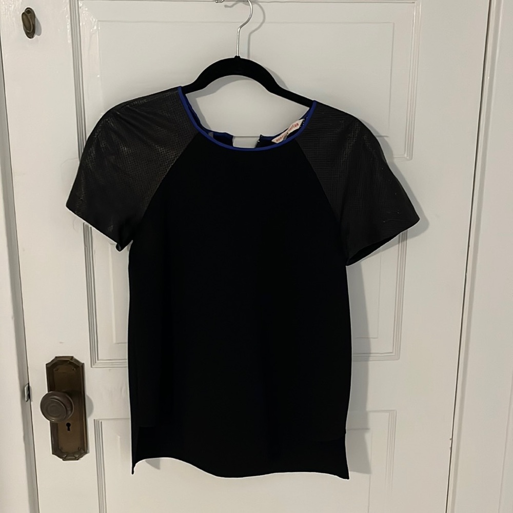 Rebecca Taylor Blouse with Leather Sleeves